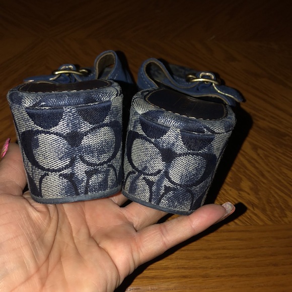 MOVING SALE NO HAGGLING WOMEN AUTHENTIC COACH BLUE DEMIN WEDGE SLIP ON SANDAL - Picture 6 of 13